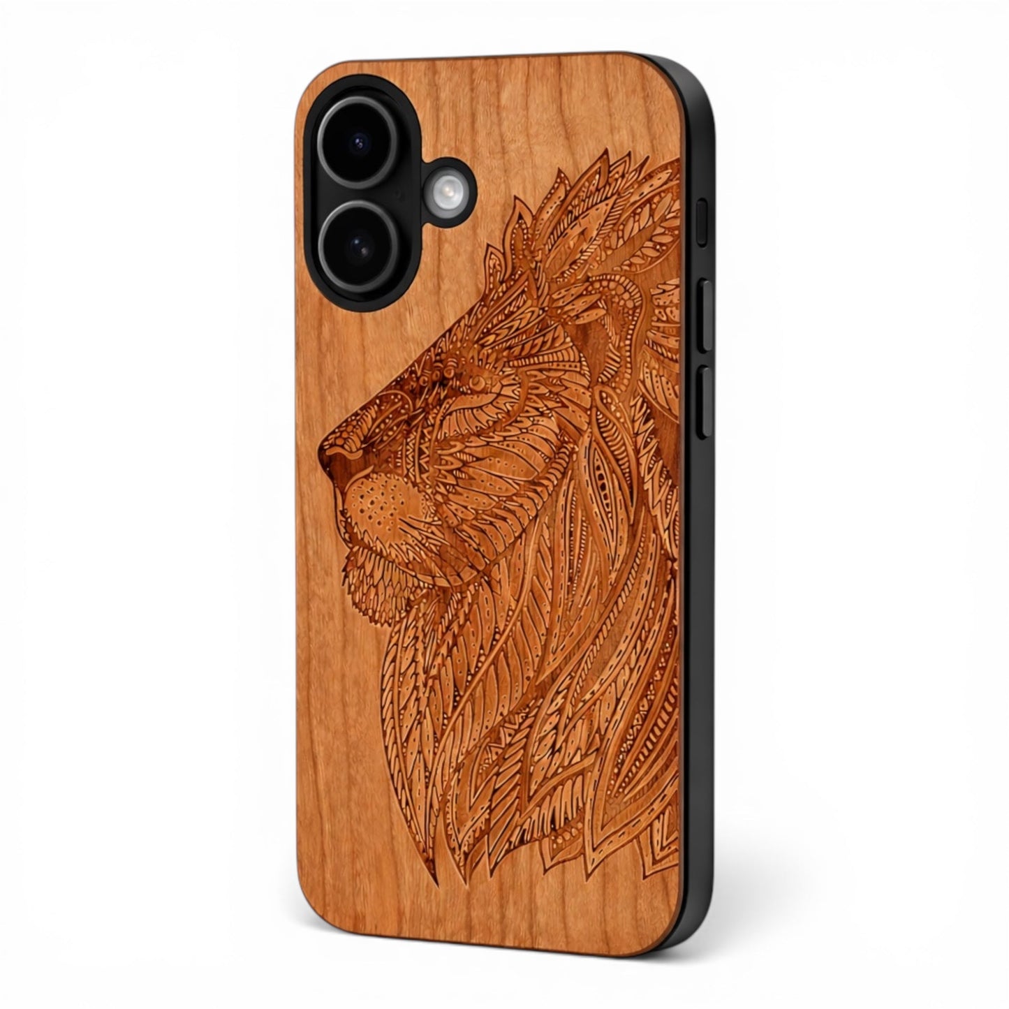 Löwe Eden Case aus Kirschholz für das iPhone 16 mit MagSafe