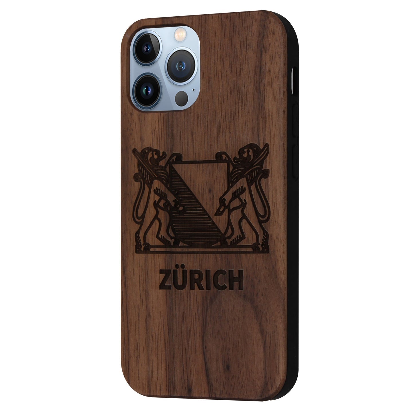 Zürich Wappen Eden Case aus Nussbaumholz für iPhone 14 Pro