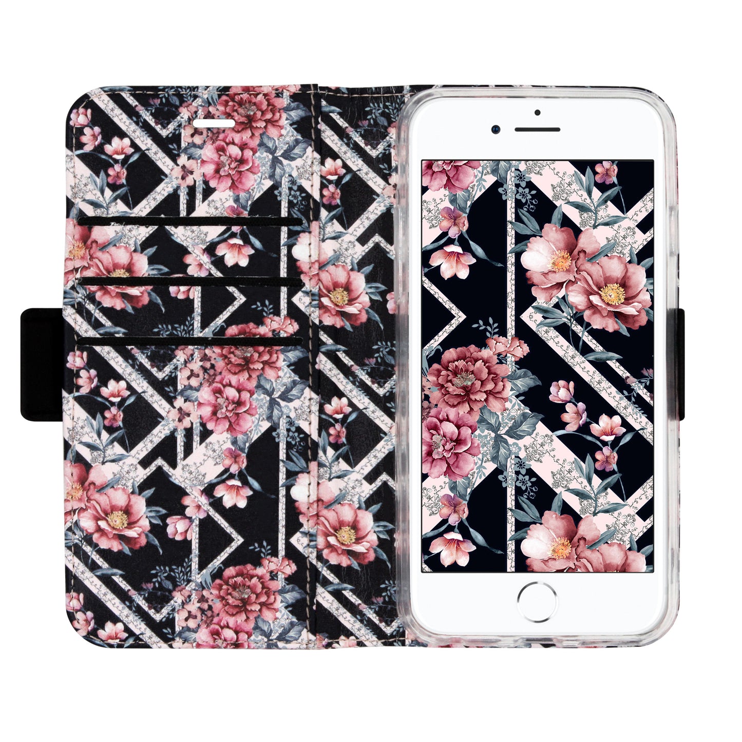 Coque Victor à fleurs noires pour iPhone 6/6S/7/8/SE 2020/SE 2022