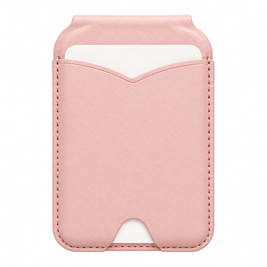 MagSafe Kartenhalter mit Spiegel in Rosa – Vorderansicht