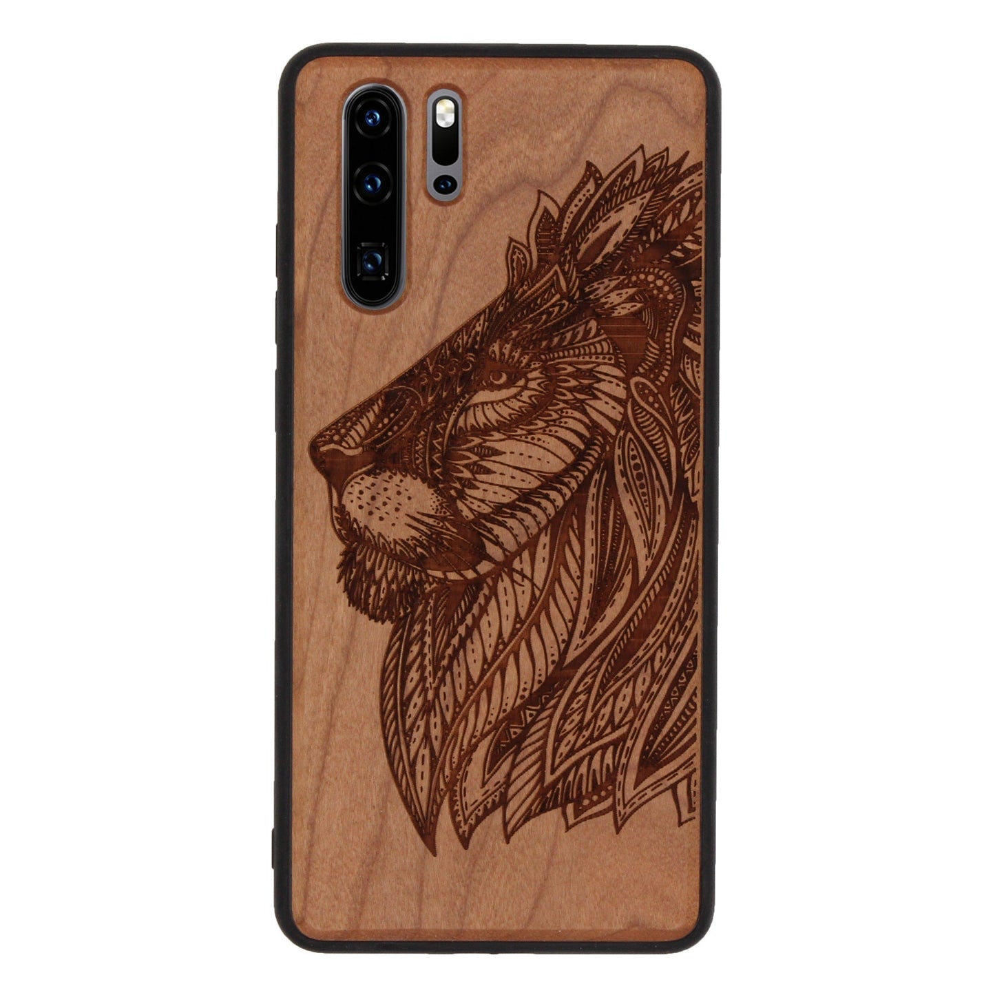 Coque Eden lion en bois de cerisier pour Huawei P30 Pro