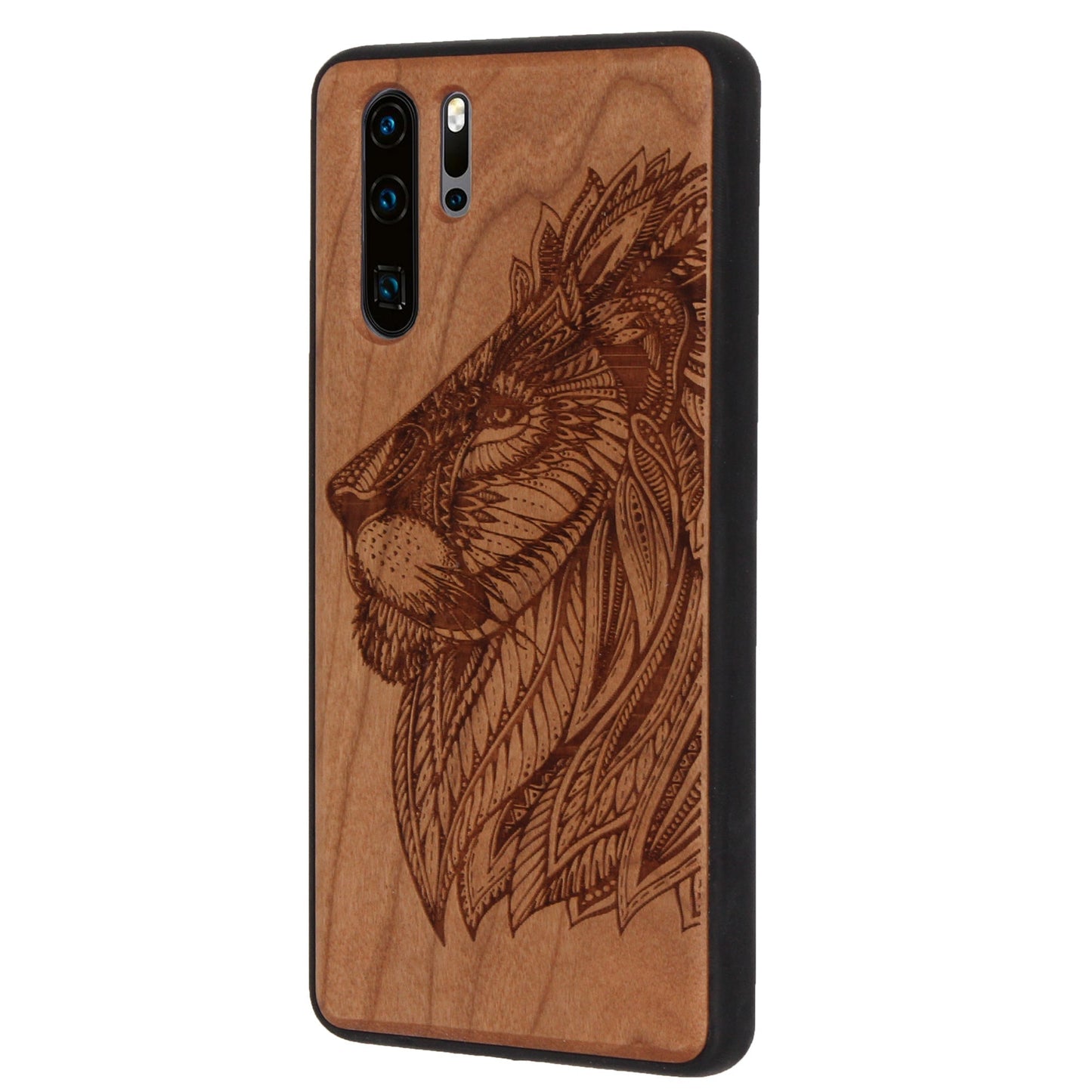 Coque Eden lion en bois de cerisier pour Huawei P30 Pro