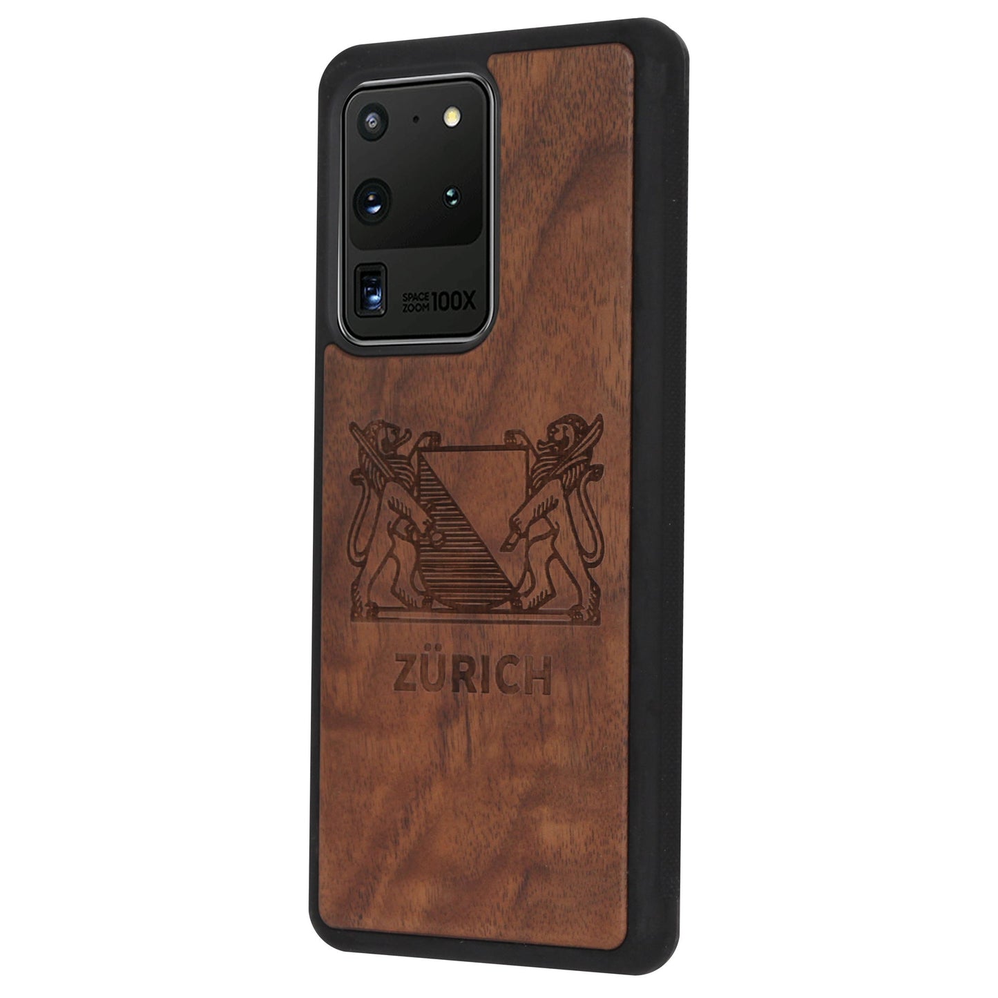 Zurich Coat of Arms Eden Case made of walnut wood for Samsung Galaxy S20 Ultra