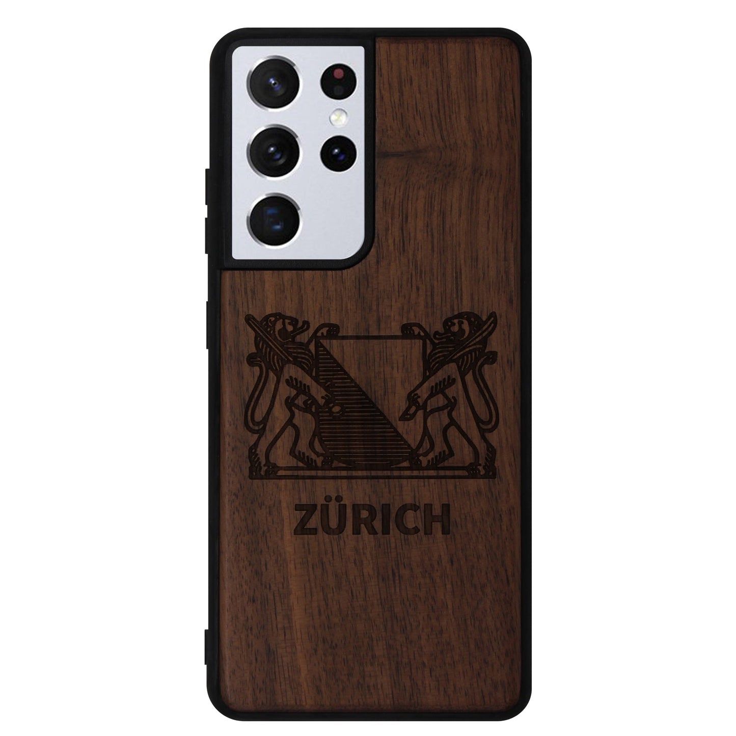 Coque Eden Armoiries de Zurich en bois de noyer pour Samsung Galaxy S21 Ultra
