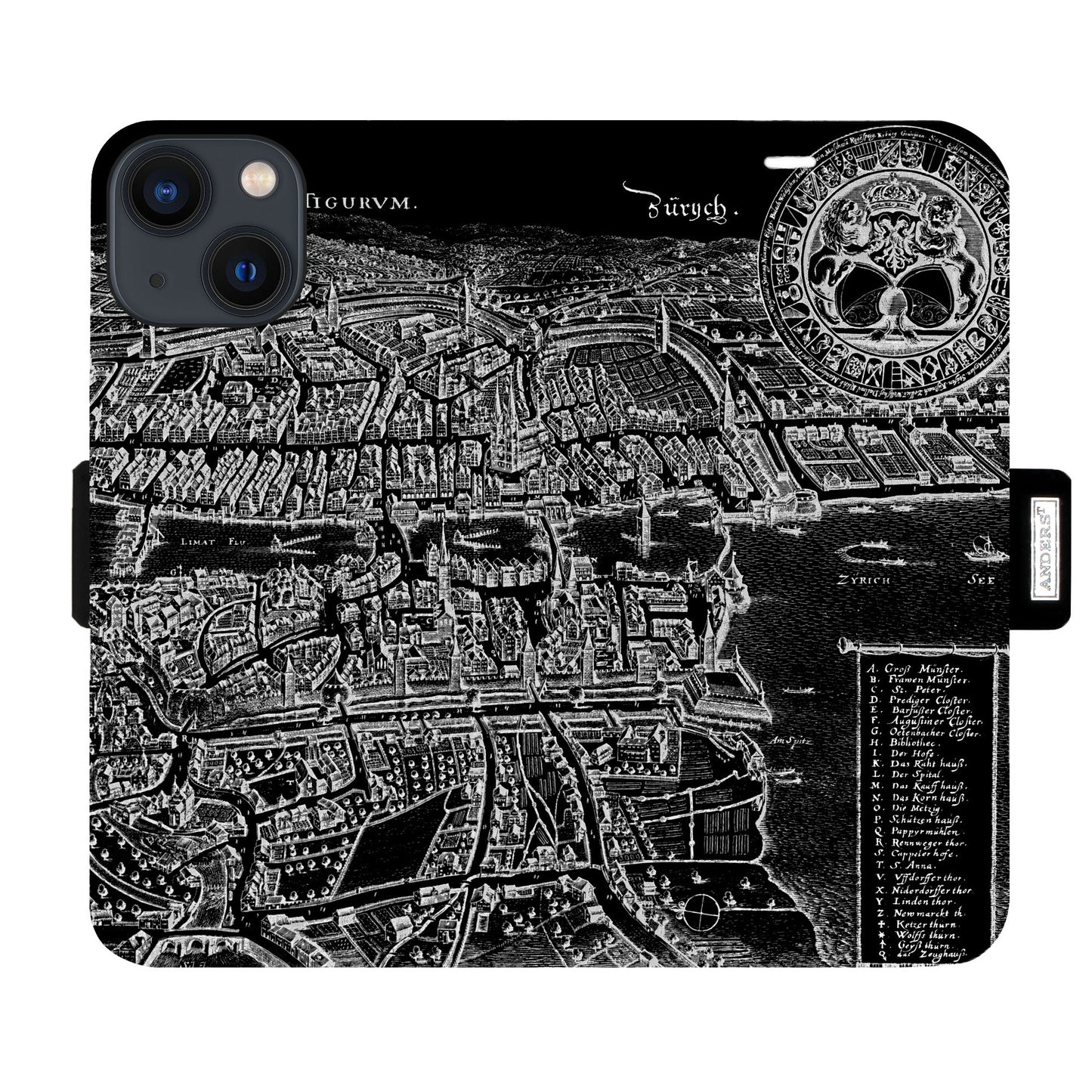 Zürich Merian Negativ Victor Case für iPhone 13 Mini