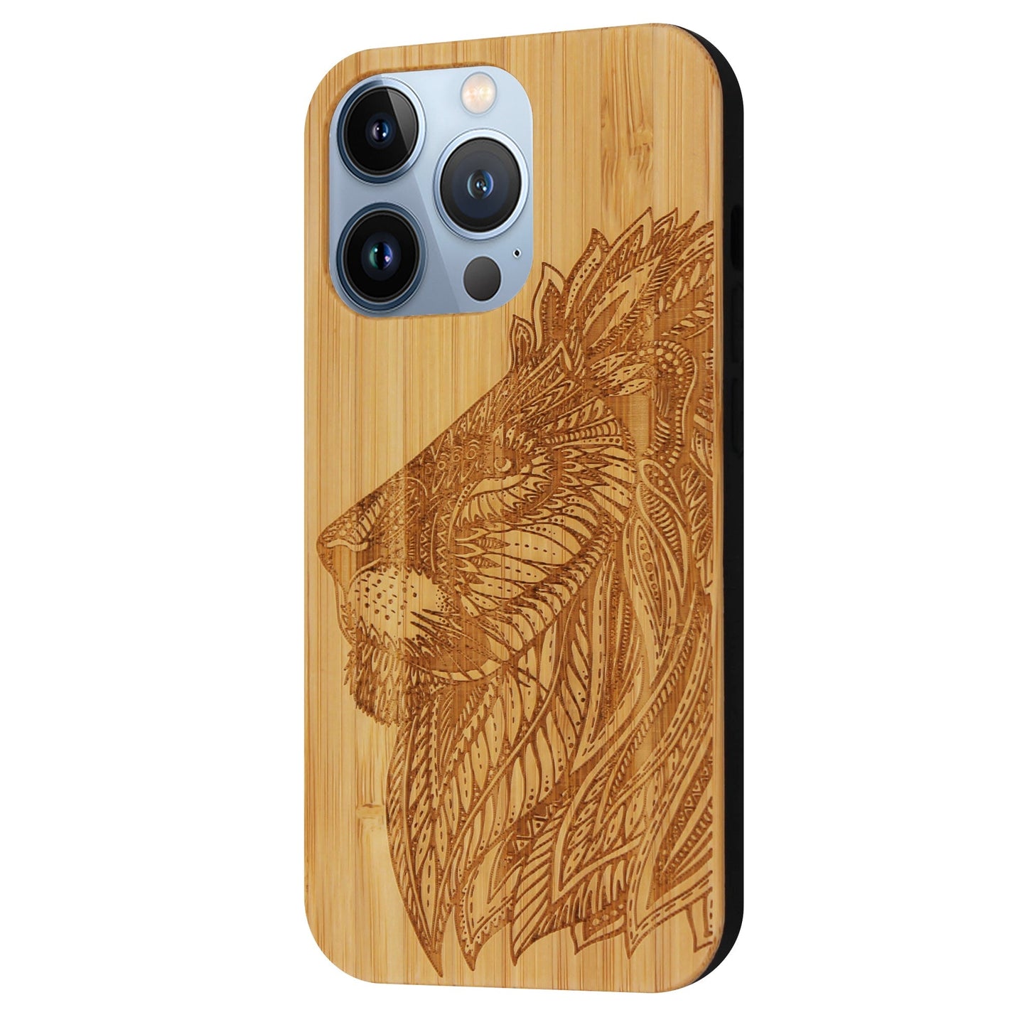 Coque en bambou Lion Eden pour iPhone 13 Pro