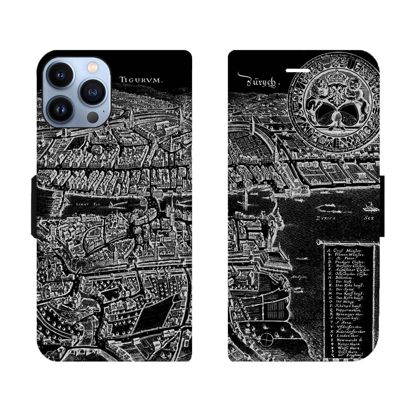 Zürich Merian Negativ Victor Case für iPhone 13 Pro Max