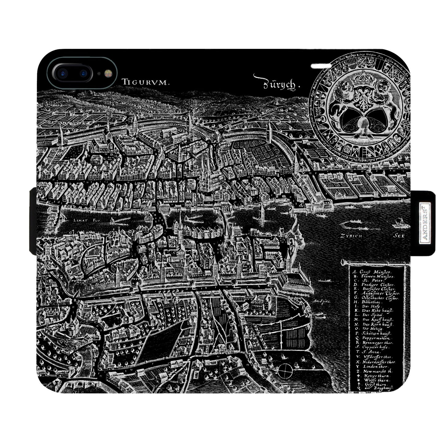 Zürich Merian Negativ Victor Case für iPhone 6/6S/7/8 Plus