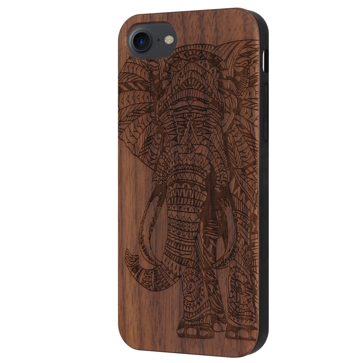 Coque Elephant Eden en bois de noyer pour iPhone 6/6S/7/8/SE 2/SE 3