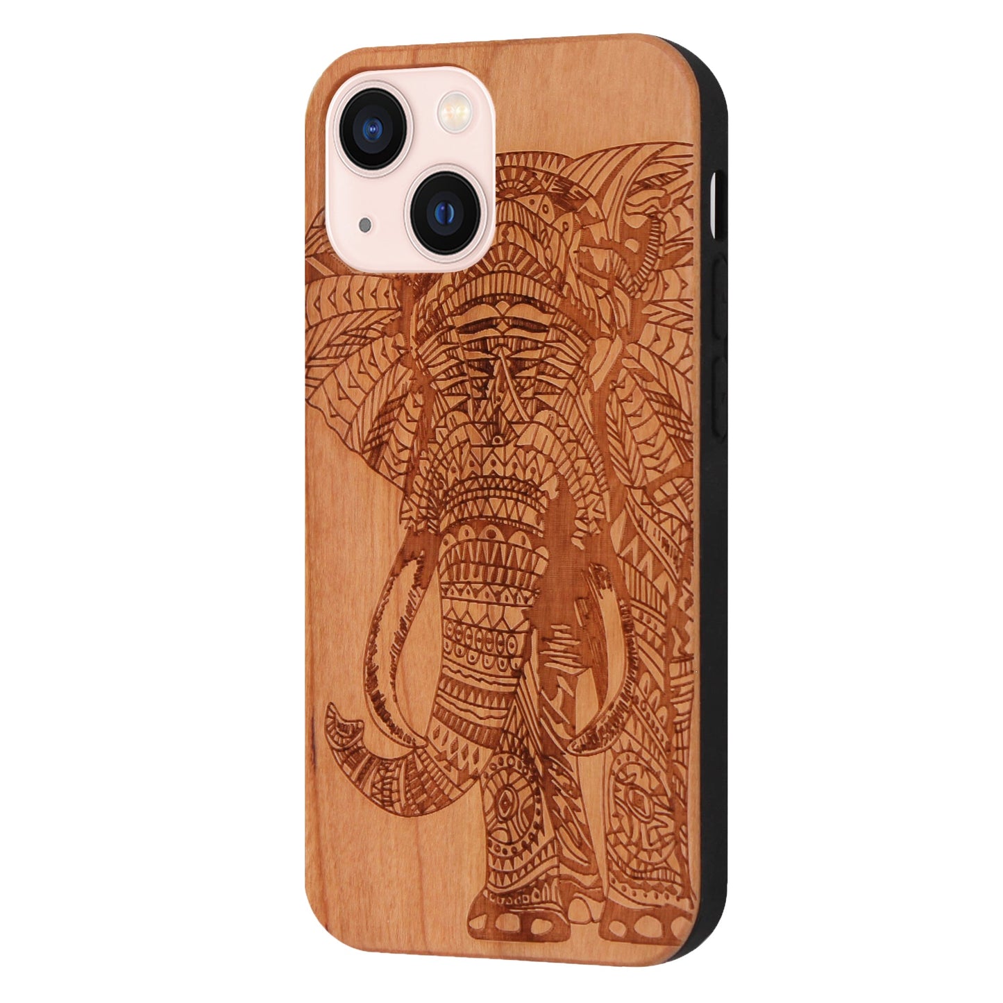 Elephant Eden case made of cherry wood for iPhone 13 Mini