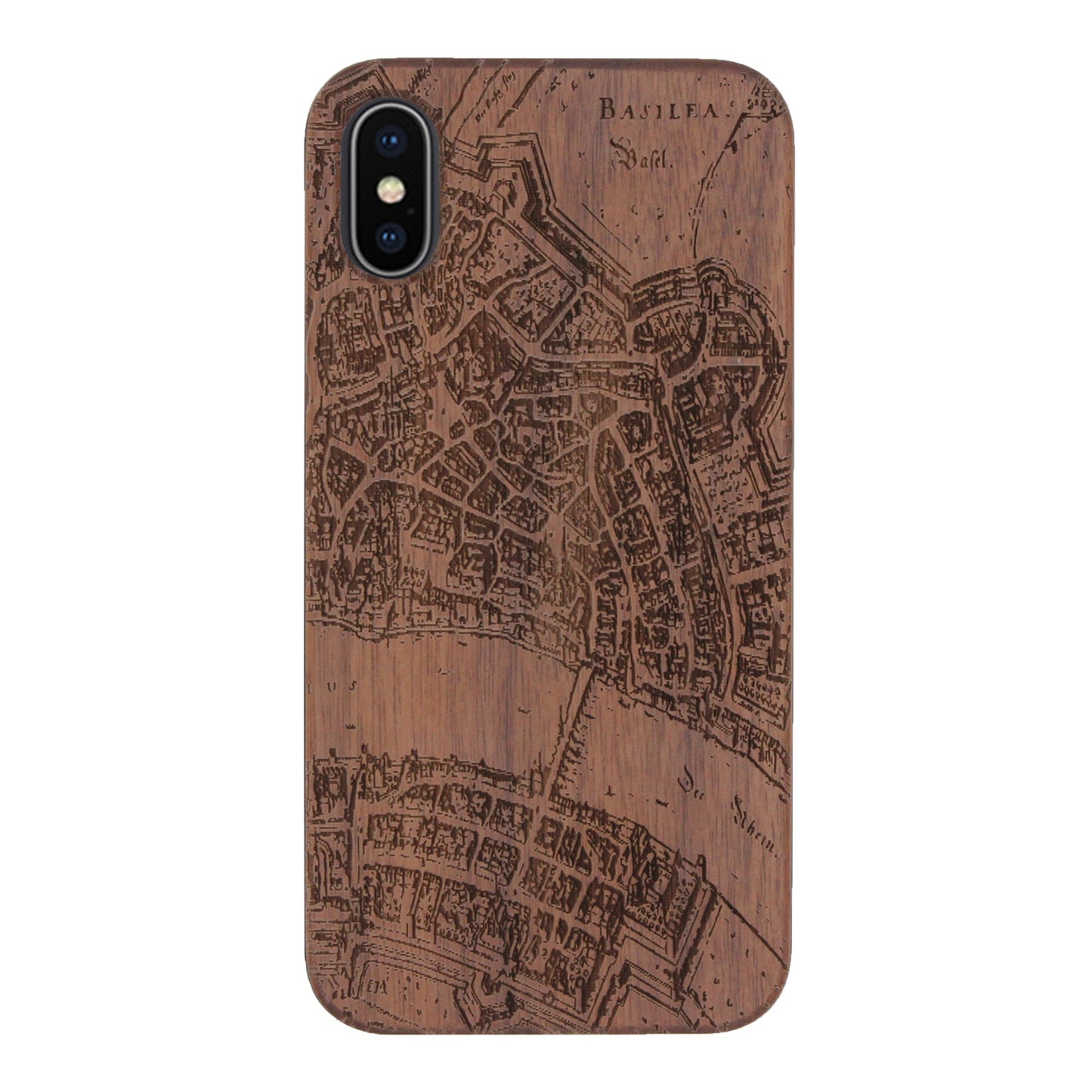 Coque Basel Merian Eden en bois de noyer pour iPhone XS Max