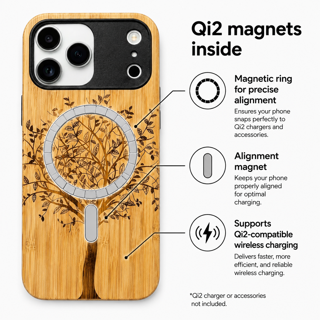 Lebensbaum Eden Case aus Bambus für das iPhone 17 Pro Max mit MagSafe