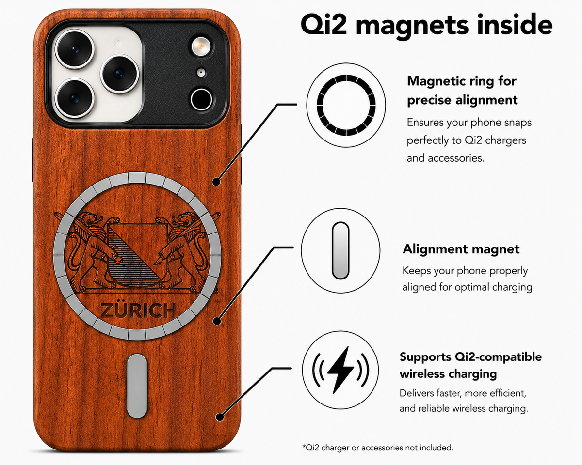 Zürich Wappen Eden Case aus Rosenholz für das iPhone 17 Pro mit MagSafe