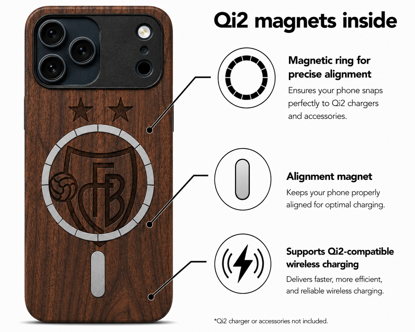 FC Basel Eden Case aus Nussbaumholz für das iPhone 17 Pro Max mit MagSafe