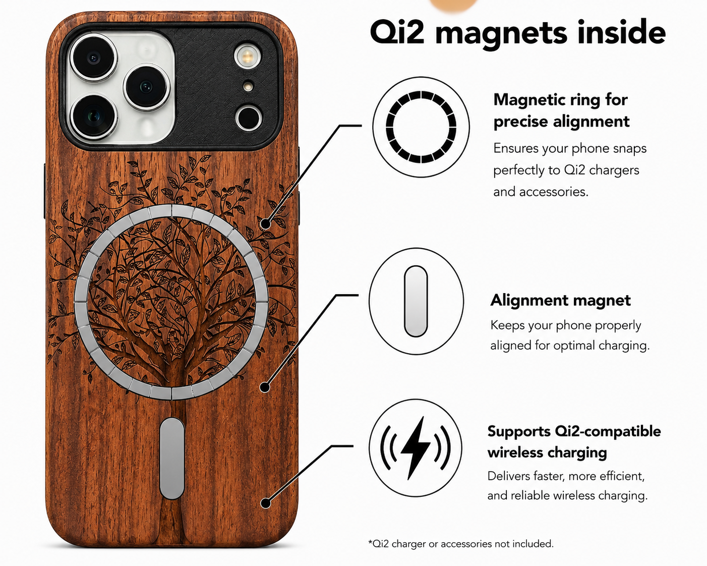 Lebensbaum Eden Case aus Rosenholz für das iPhone 17 Pro Max mit MagSafe
