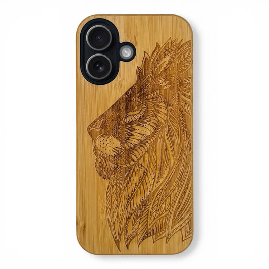 Löwen Eden Case aus Bambus für das iPhone 16 mit MagSafe