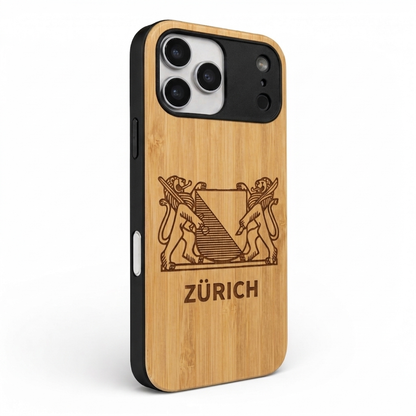 Zürich Wappen Eden Case aus Bambus für das iPhone 17 Pro mit MagSafe