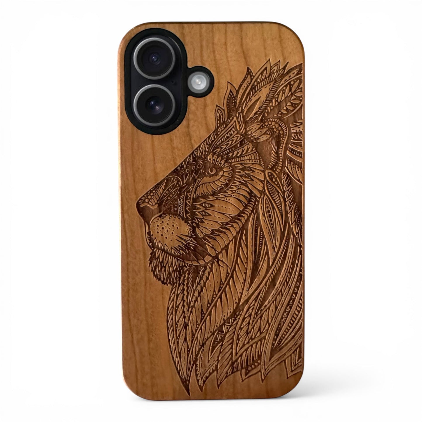 Löwe Eden Case aus Kirschholz für das iPhone 16 mit MagSafe