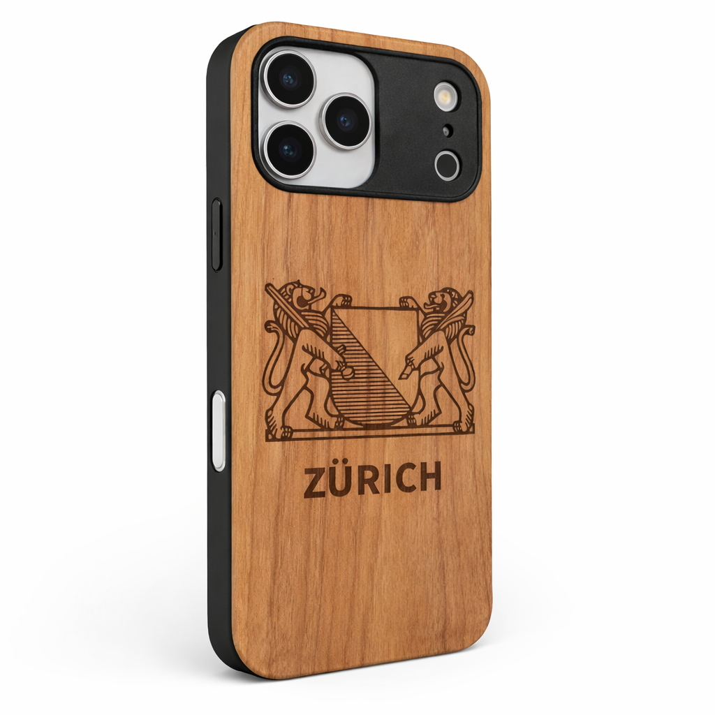 Zürich Wappen Eden Case aus Kirschholz für das iPhone 17 Pro mit MagSafe
