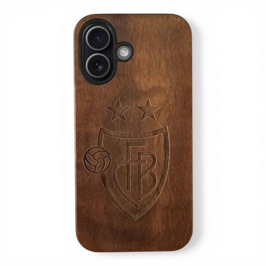 FC Basel Eden Case aus Nussbaumholz für das iPhone 16 mit MagSafe