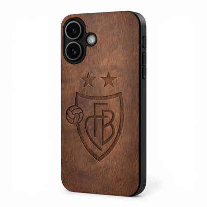 FC Basel Eden Case aus Nussbaumholz für das iPhone 16 mit MagSafe
