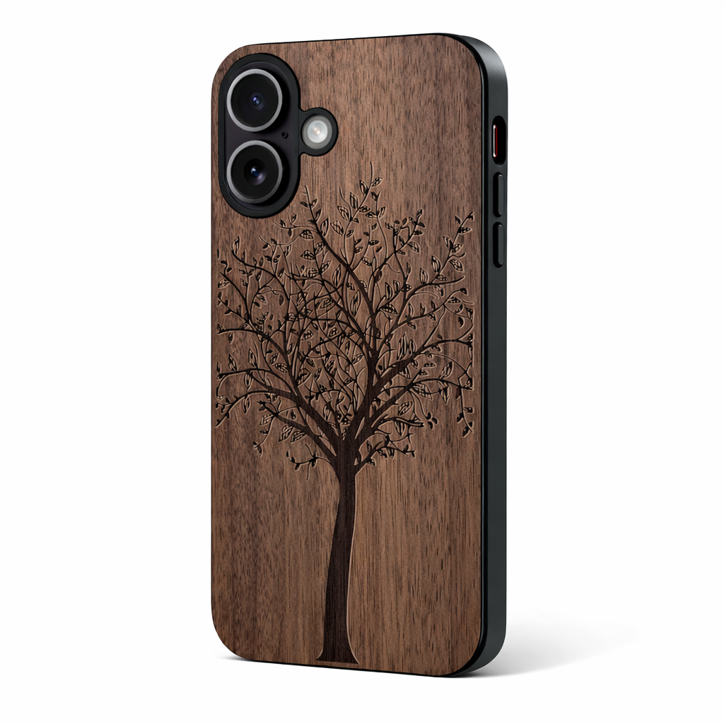 Lebensbaum Eden Case aus Nussbaumholz für das iPhone 16 mit MagSafe