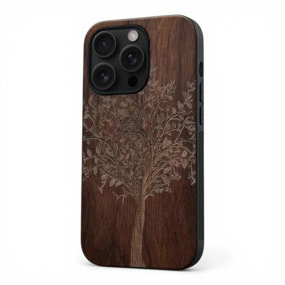 Lebensbaum Eden Case aus Nussbaumholz für das iPhone 16 Pro mit MagSafe