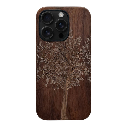 Lebensbaum Eden Case aus Nussbaumholz für das iPhone 16 Pro mit MagSafe