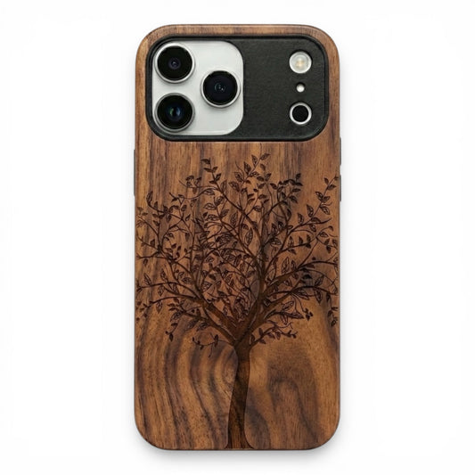 Lebensbaum Eden Case aus Nussbaumholz für das iPhone 17 Pro mit MagSafe