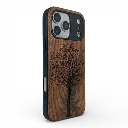Lebensbaum Eden Case aus Nussbaumholz für das iPhone 17 Pro Max mit Magsafe