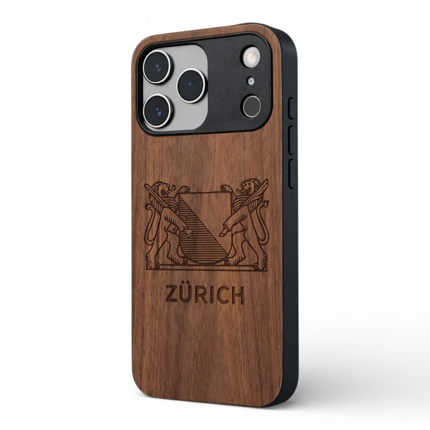 Zürich Wappen Eden Case aus Nussbaumholz für das iPhone 17 Pro Max mit MagSafe