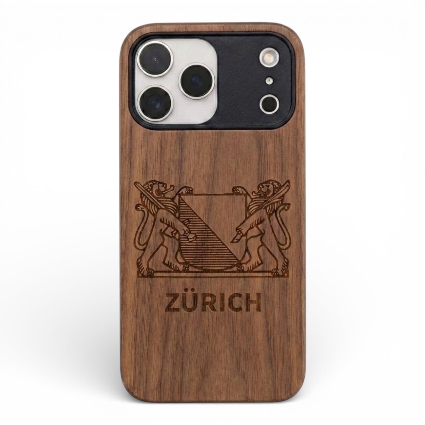 Zürich Wappen Eden Case aus Nussbaumholz für das iPhone 17 Pro Max mit MagSafe