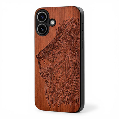 Löwe Eden Case aus Rosenholz für das iPhone 16 mit MagSafe