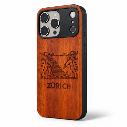 Zürich Wappen Eden Case aus Rosenholz für das iPhone 17 Pro mit MagSafe