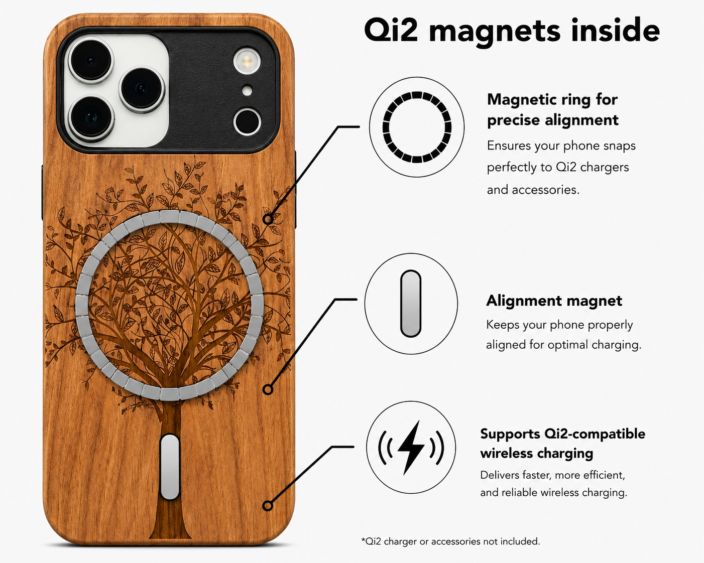 Lebensbaum Eden Case aus Kirschholz für das iPhone 17 Pro Max mit MagSafe