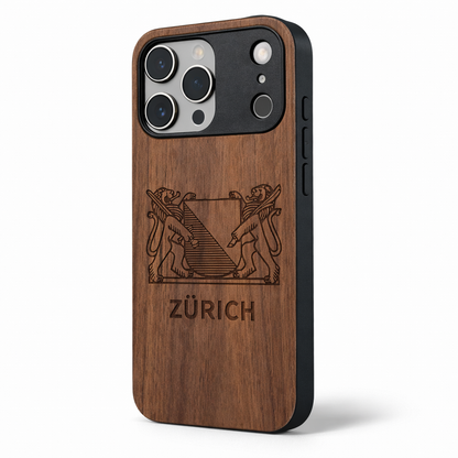 Zürich Wappen Eden Case aus Nussholz für das iPhone 17 Pro mit MagSafe