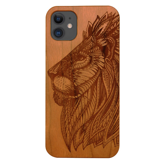 Coque Eden lion en bois de cerisier pour iPhone 11 