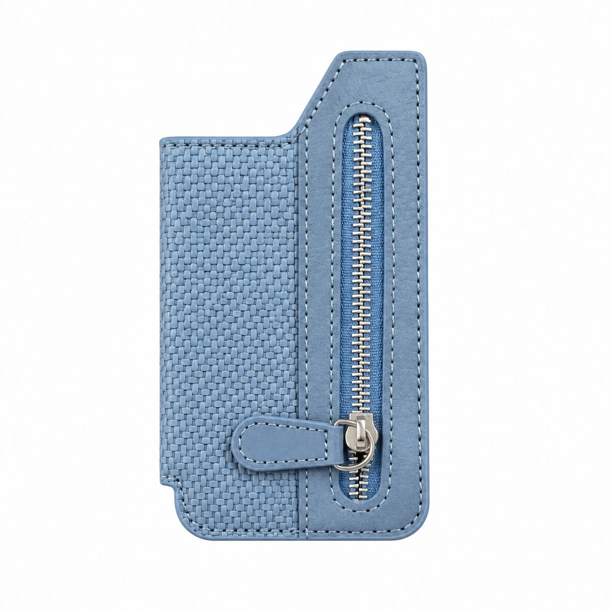 Aufklebbares Zippwallet Blau – Frontansicht