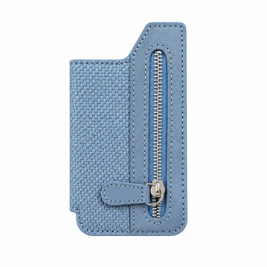 Aufklebbares Zippwallet Blau – Frontansicht