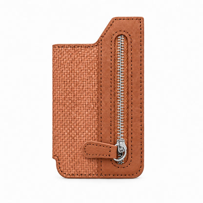 Aufklebbares Zippwallet Cognacbraun – Frontansicht