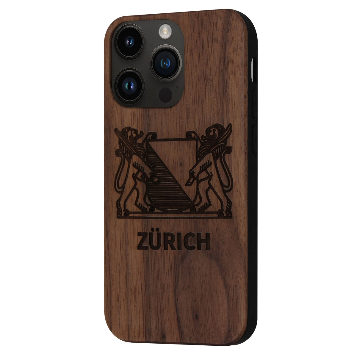 Zürich Wappen Eden Case aus Nussbaumholz für das iPhone 14 Pro Max