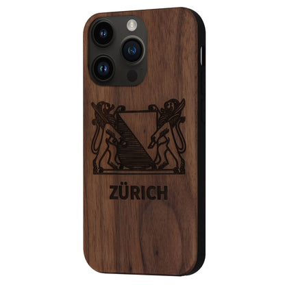 Zürich Wappen Eden Case aus Nussbaumholz für das iPhone 14 Pro Max