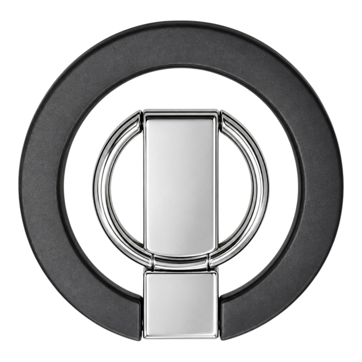 Magnetischer Ring Phone Stand – Schwarz – Ring Silber – Vorderansicht