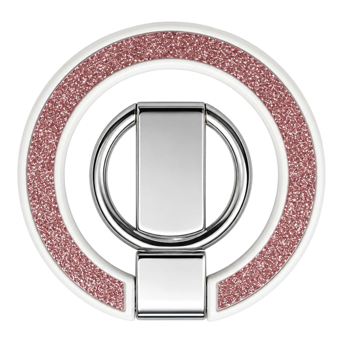 Magnetischer Ring Phone Stand – Weiss – Glitzer Rosa – Vorderansicht