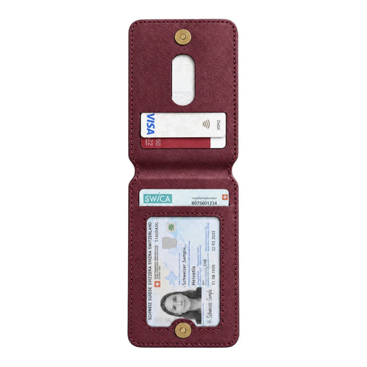 MagSafe Magnetic Zipper Wallet Bordeaux – offene Innenansicht mit Kartenfächern
