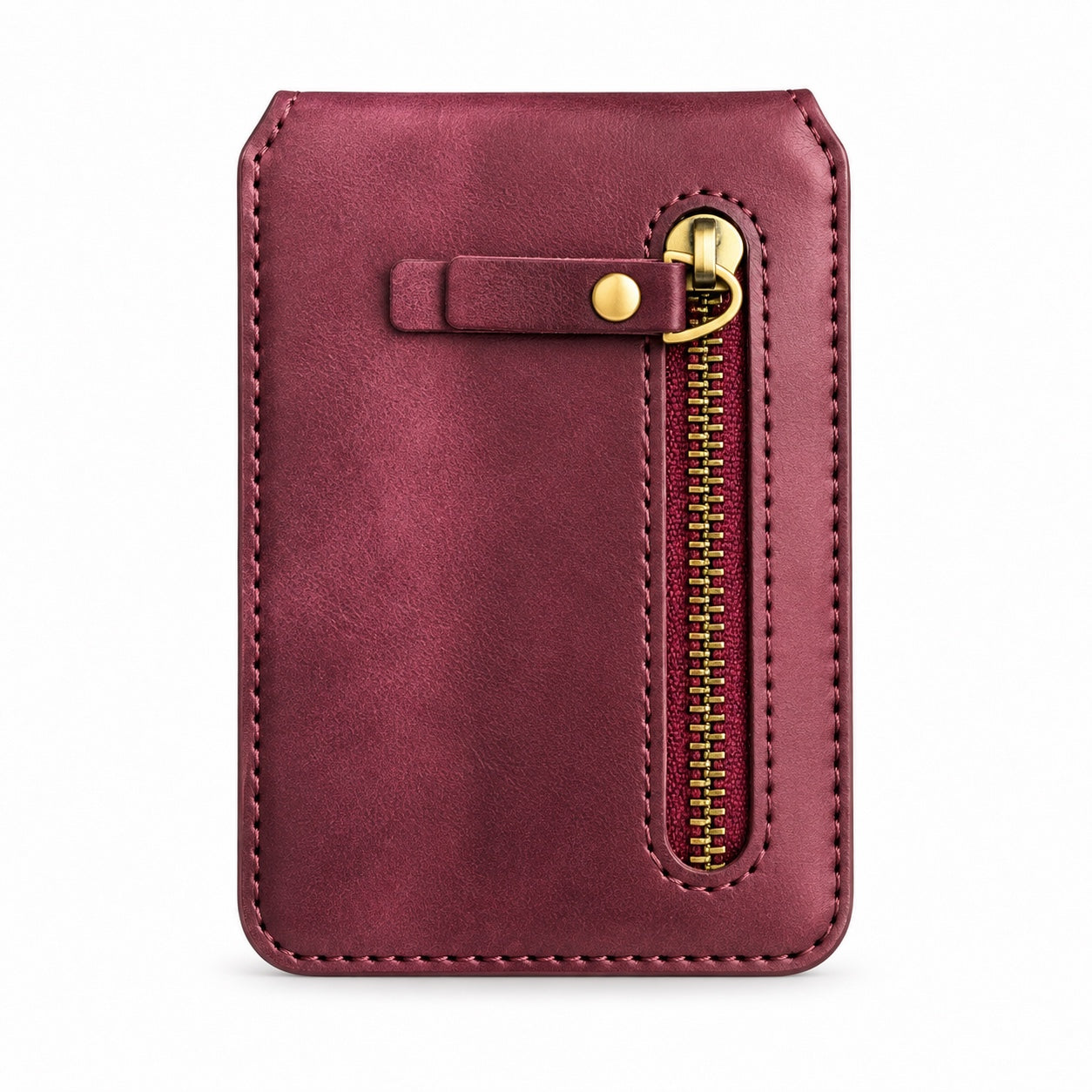 MagSafe Magnetic Zipper Wallet Bordeaux – Vorderseite mit Reissverschlussfach