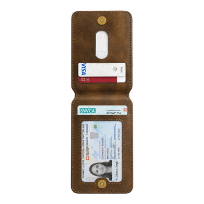 MagSafe Magnetic Zipper Wallet Braun – offene Innenansicht mit Kartenfächern