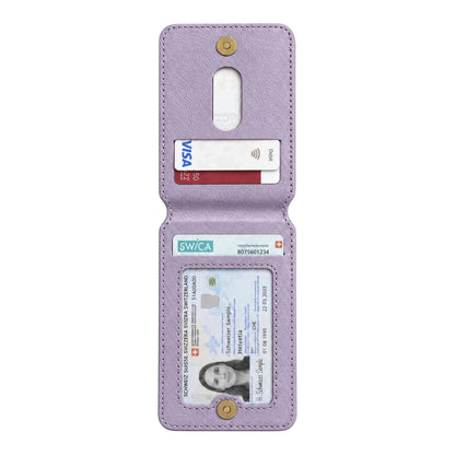 MagSafe Magnetic Zipper Wallet Lila – offene Innenansicht mit Kartenfächern