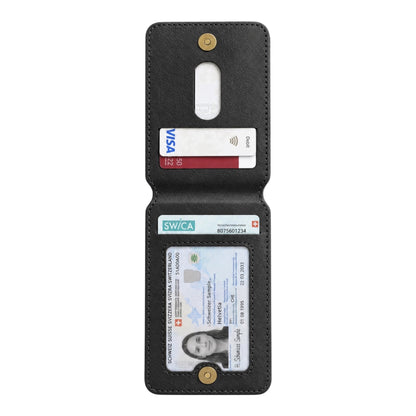 MagSafe Magnetic Zipper Wallet Schwarz – offene Innenansicht mit Kartenfächern