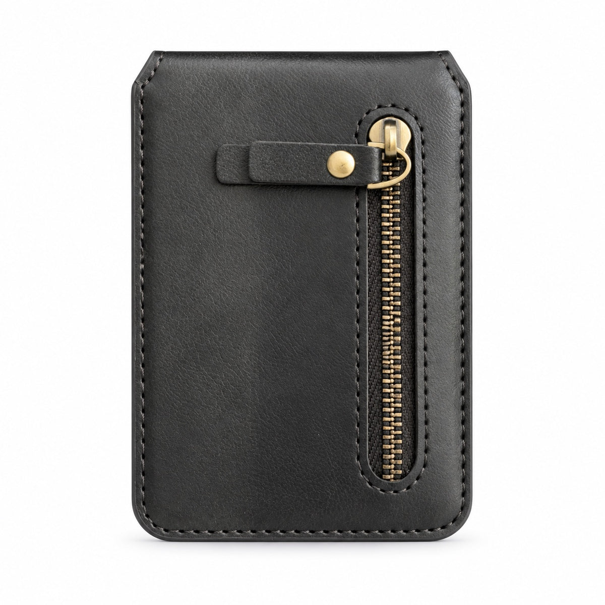 MagSafe Magnetic Zipper Wallet Schwarz – Vorderseite mit Reissverschlussfach